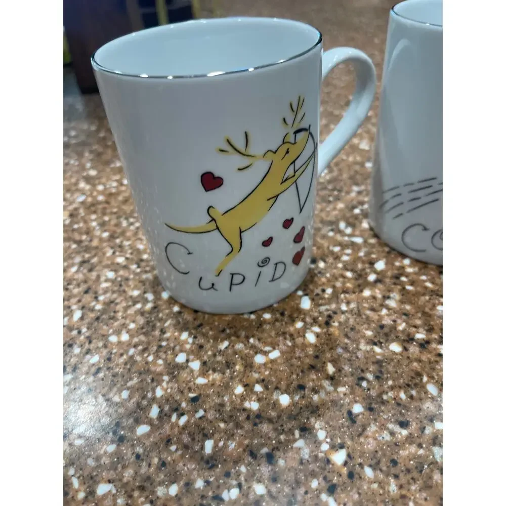 POTTERYBARN , set of four Christmas reindeer mugs